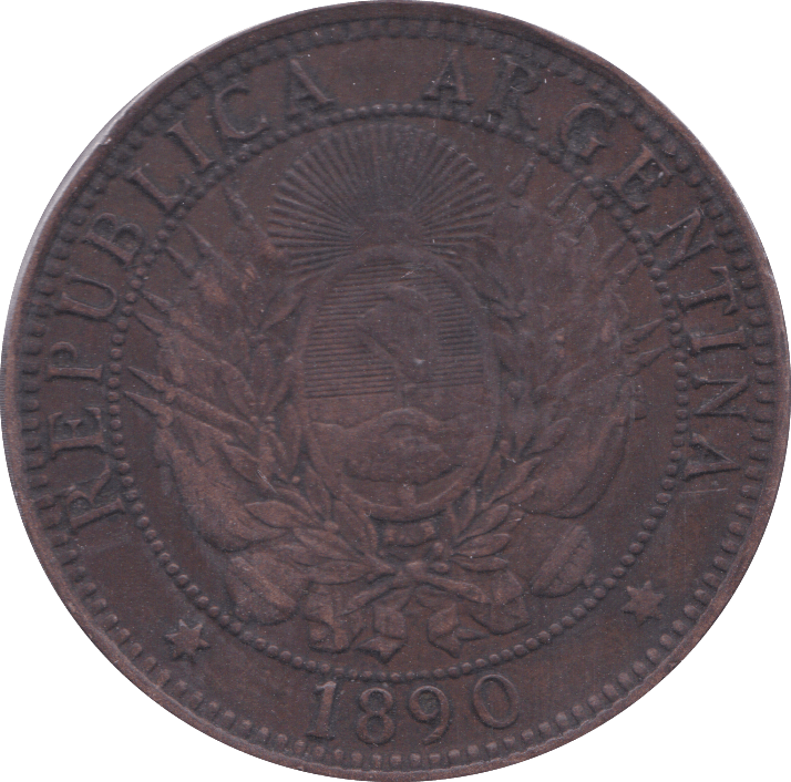1890 ARGENTINA DOS CENTAVOS - WORLD COINS - Cambridgeshire Coins