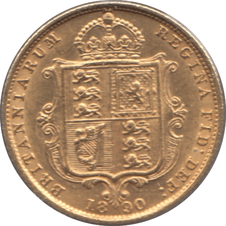 1890 GOLD HALF SOVEREIGN ( AUNC ) 1 - Half Sovereign - Cambridgeshire Coins