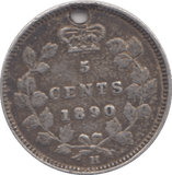 1890 H HOLED SILVER FIVE CENTS CANADA - SILVER WORLD COINS - Cambridgeshire Coins