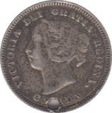 1890 H HOLED SILVER FIVE CENTS CANADA - SILVER WORLD COINS - Cambridgeshire Coins