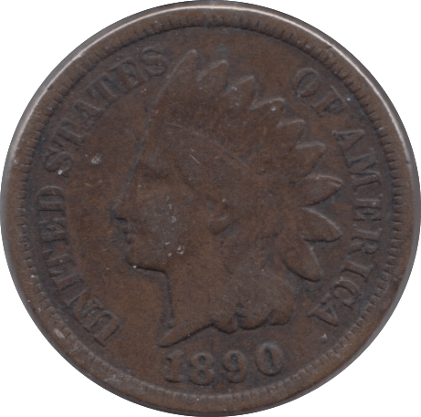 1890 ONE CENT USA - WORLD COINS - Cambridgeshire Coins