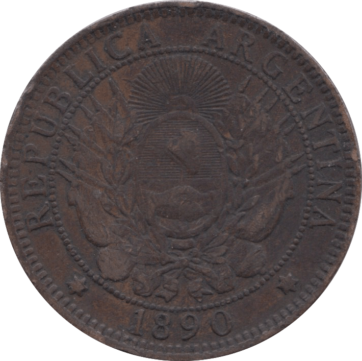 1890 REPUBLIC ARGENTINA 2 CENTAVOS - WORLD COINS - Cambridgeshire Coins