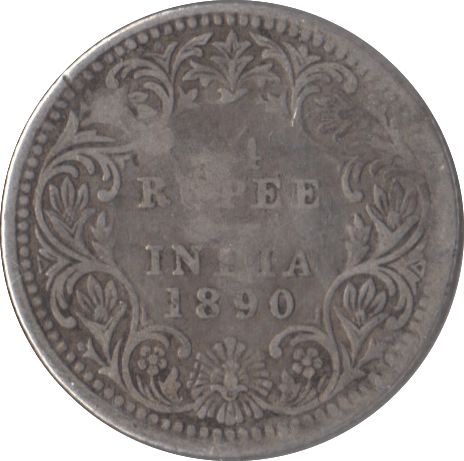 1890 SILVER 1/4 RUPEE INDIA - SILVER WORLD COINS - Cambridgeshire Coins