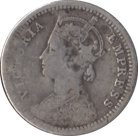 1890 SILVER 1/4 RUPEE INDIA - SILVER WORLD COINS - Cambridgeshire Coins
