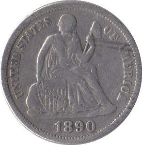 1890 SILVER ONE DIME USA - SILVER WORLD COINS - Cambridgeshire Coins