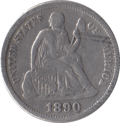 1890 SILVER ONE DIME USA - SILVER WORLD COINS - Cambridgeshire Coins
