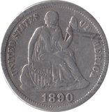1890 SILVER ONE DIME USA - SILVER WORLD COINS - Cambridgeshire Coins