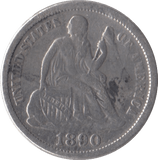 1890 SILVER ONE DIME USA - SILVER WORLD COINS - Cambridgeshire Coins