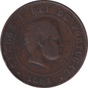 1891 20 REIS PORTUGAL - WORLD COINS - Cambridgeshire Coins