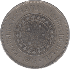 1891 BRAZIN 200 REIS - WORLD COINS - Cambridgeshire Coins