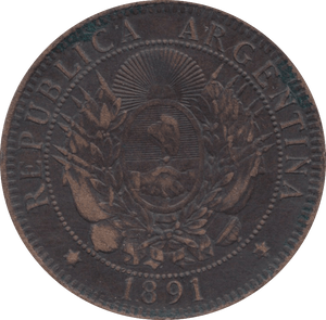 1891 DOS CENTAVOS ARGENTINA - WORLD COINS - Cambridgeshire Coins