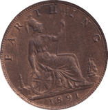 1891 FARTHING ( UNC ) - Farthing - Cambridgeshire Coins