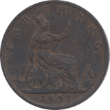 1891 FARTHING ( VF ) - Farthing - Cambridgeshire Coins