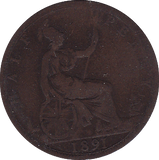 1891 HALFPENNY ( F ) - Halfpenny - Cambridgeshire Coins
