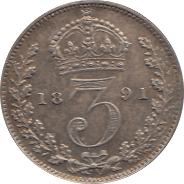 1891 MAUNDY THREEPENCE ( UNC ) - Maundy Coins - Cambridgeshire Coins