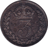 1891 MAUNDY THREEPENCE ( UNC ) - Maundy Coins - Cambridgeshire Coins
