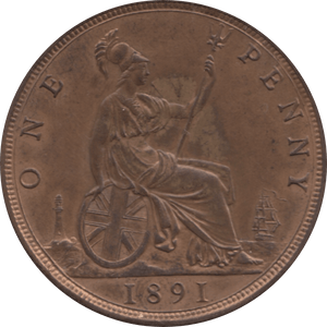 1891 PENNY 1 ( AUNC ) 27 - Penny - Cambridgeshire Coins