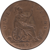 1891 PENNY 1 ( AUNC ) 27 - Penny - Cambridgeshire Coins