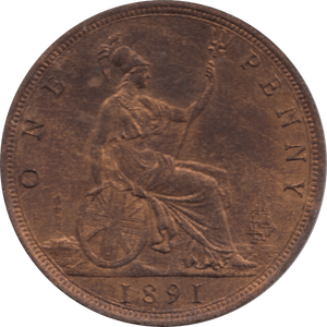 1891 PENNY 1 ( UNC ) 82 - Penny - Cambridgeshire Coins