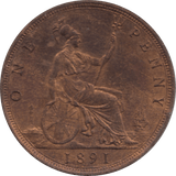 1891 PENNY 1 ( UNC ) 82 - Penny - Cambridgeshire Coins