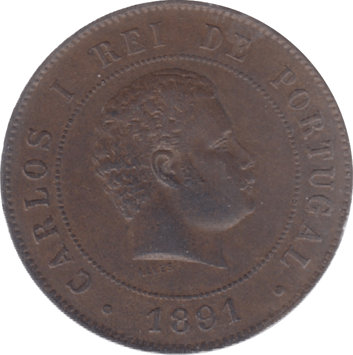 1891 PORTUGAL 20 REIS - WORLD COINS - Cambridgeshire Coins
