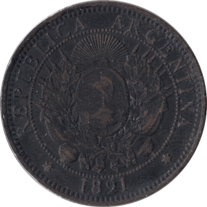 1891 REPUBLIC ARGENTINA 2 CENTAVOS - WORLD COINS - Cambridgeshire Coins