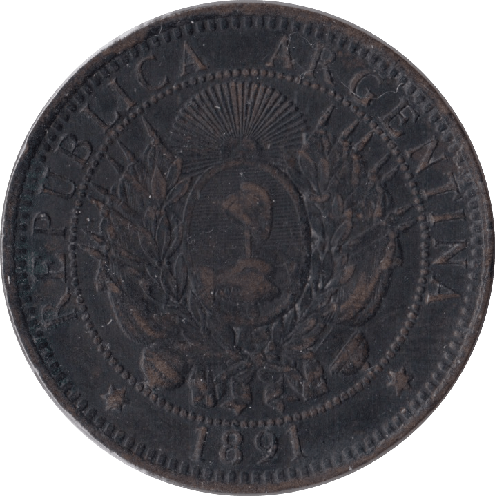 1891 REPUBLIC ARGENTINA 2 CENTAVOS - WORLD COINS - Cambridgeshire Coins