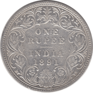 1891 SILVER 1 RUPEE INDIA - SILVER WORLD COINS - Cambridgeshire Coins