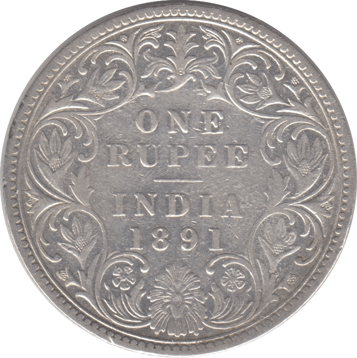 1891 SILVER 1 RUPEE INDIA - SILVER WORLD COINS - Cambridgeshire Coins