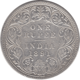 1891 SILVER 1 RUPEE INDIA - SILVER WORLD COINS - Cambridgeshire Coins