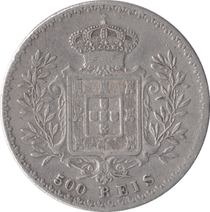 1891 SILVER 500 REIS PORTUGAL - SILVER WORLD COINS - Cambridgeshire Coins