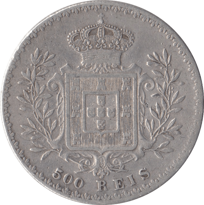 1891 SILVER 500 REIS PORTUGAL - SILVER WORLD COINS - Cambridgeshire Coins
