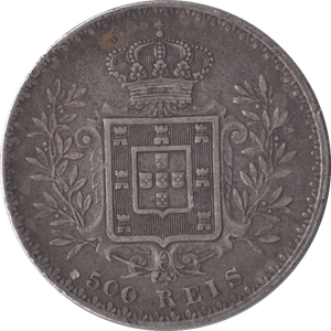 1891 SILVER 500 REIS PORTUGAL - SILVER WORLD COINS - Cambridgeshire Coins