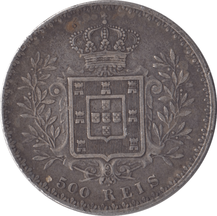 1891 SILVER 500 REIS PORTUGAL - SILVER WORLD COINS - Cambridgeshire Coins