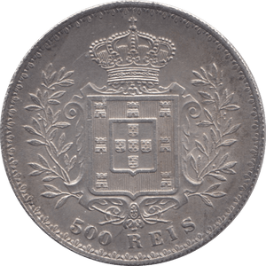 1891 SILVER 500 REIS PORTUGAL - SILVER WORLD COINS - Cambridgeshire Coins