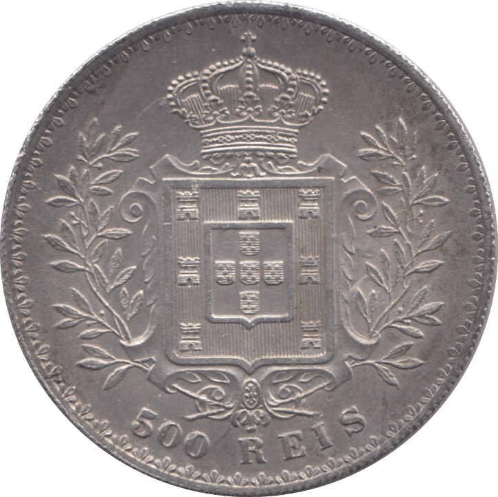 1891 SILVER 500 REIS PORTUGAL - SILVER WORLD COINS - Cambridgeshire Coins