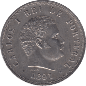 1891 SILVER 500 REIS PORTUGAL - SILVER WORLD COINS - Cambridgeshire Coins