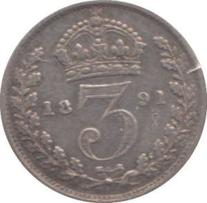 1891 SILVER THREEPENCE ( GVF ) - Threepence - Cambridgeshire Coins