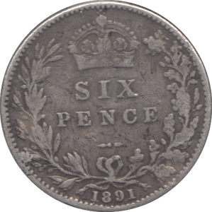1891 SIXPENCE ( AUNC ) 3 - Sixpence - Cambridgeshire Coins