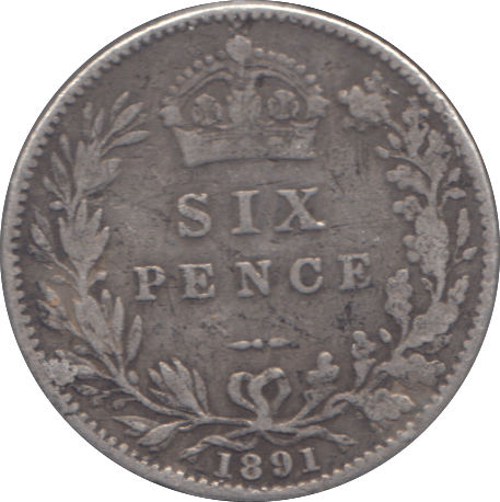 1891 SIXPENCE ( AUNC ) 3 - Sixpence - Cambridgeshire Coins