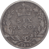 1891 SIXPENCE ( AUNC ) 3 - Sixpence - Cambridgeshire Coins