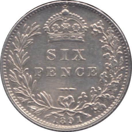 1891 SIXPENCE ( EF ) - Sixpence - Cambridgeshire Coins