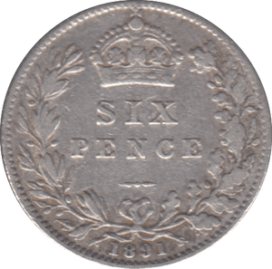 1891 SIXPENCE ( FINE ) 3 - Sixpence - Cambridgeshire Coins