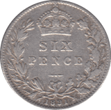 1891 SIXPENCE ( FINE ) 3 - Sixpence - Cambridgeshire Coins