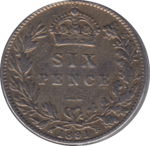 1891 SIXPENCE ( FINE ) 6 - Sixpence - Cambridgeshire Coins