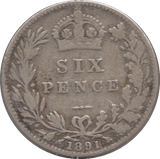 1891 SIXPENCE ( FINE ) - Sixpence - Cambridgeshire Coins