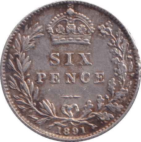 1891 SIXPENCE ( GVF ) - Sixpence - Cambridgeshire Coins