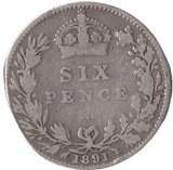 1891 SIXPENCE ( NF ) - Sixpence - Cambridgeshire Coins