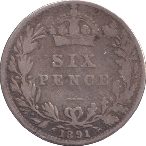 1891 SIXPENCE ( NF ) - Sixpence - Cambridgeshire Coins