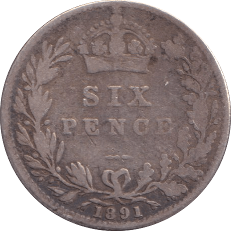1891 SIXPENCE ( NF ) - Sixpence - Cambridgeshire Coins